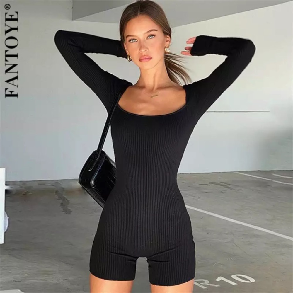 Black long sleeve romper